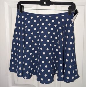 Blue skater white polka dot skirt forever 21